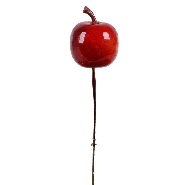 Apfel rot/glänzend am Draht (DE728)