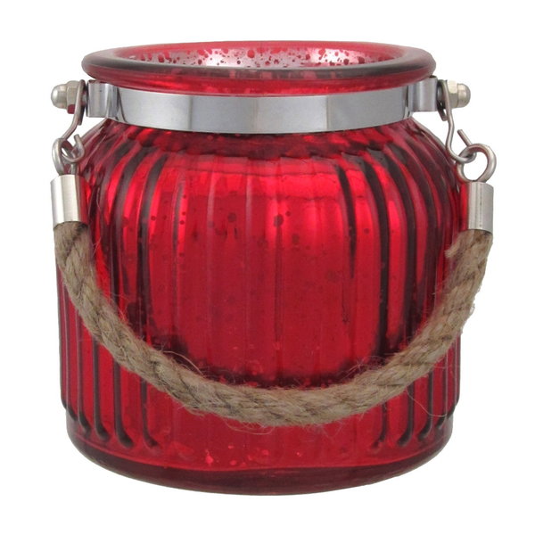 Glas Windlicht, in rot glanz/rot matt (WA566)